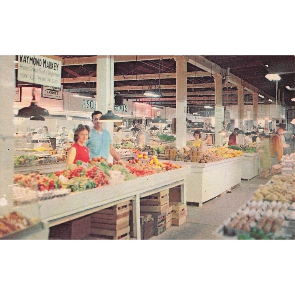 Market Place York Pennsylvania market creepy blurred face 1960s Vintage Postcard